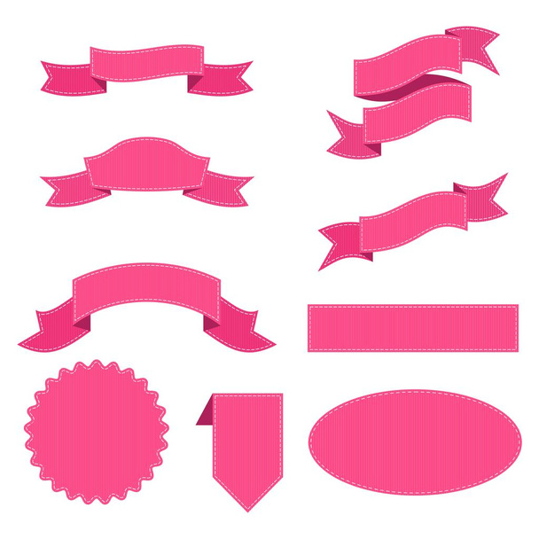 set of ribbon pink - Vector, Image