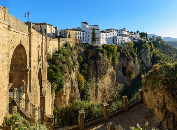 Puente Nuevo bridge in Ronda, one of the famous white villages in Andalusia, Spain - Photo, Image