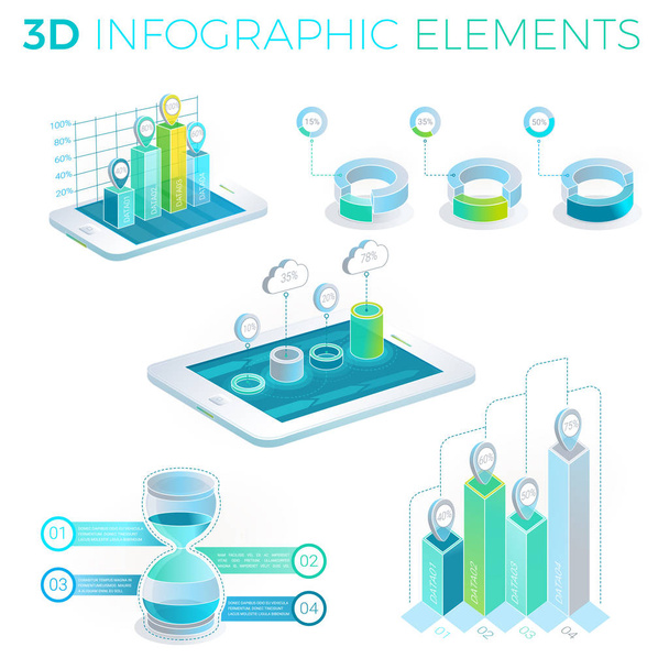 3D Infographic elemanları - Vektör, Görsel