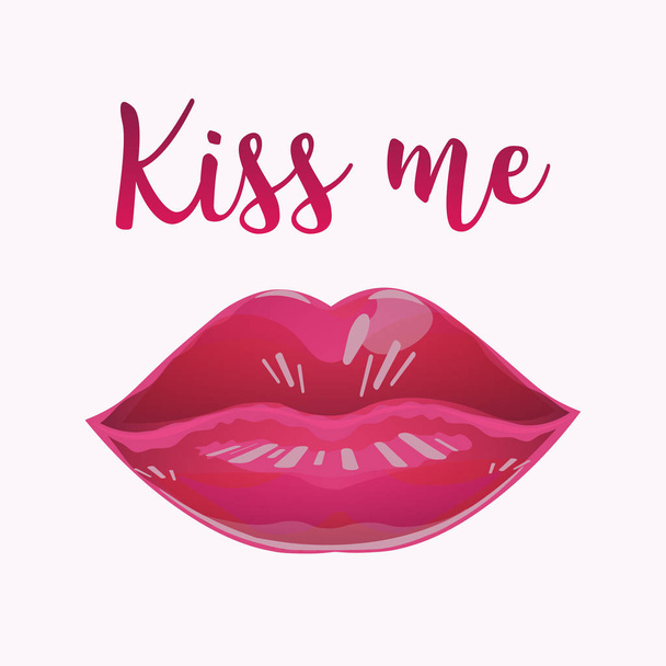 Bright glittering lips and text - Vector, Image