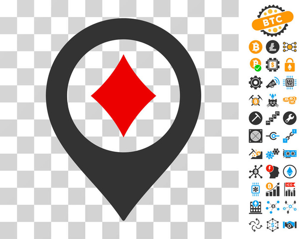 Casino Map Pointer Icon with Bonus - Vektör, Görsel