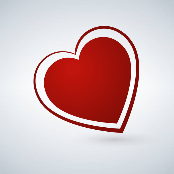 Red heart on white background, valentine card, 14th of February - Wektor, obraz
