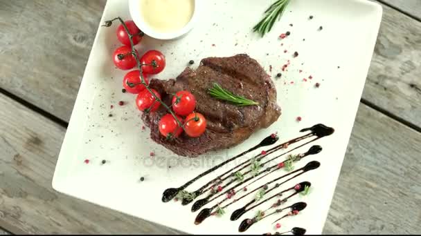 Ribeye steak top view. - Footage, Video