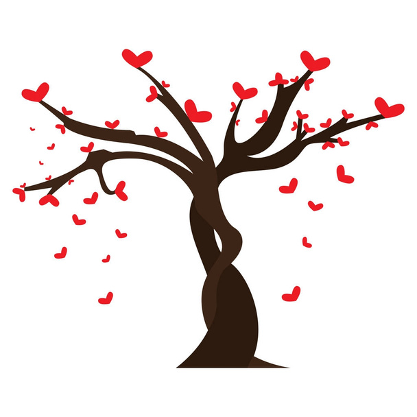 Tree with heart shaped leaves - Vector, imagen