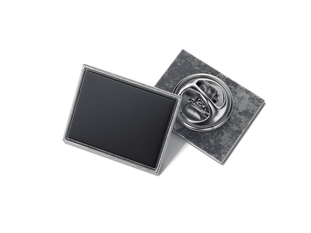 Square lapel pin with black blank face. 3d rendering - Foto, Bild