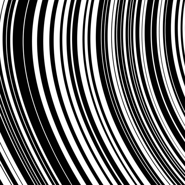 Schwarz-weißer Wellenstreifen optischer abstrakter Hintergrund - Vektor, Bild