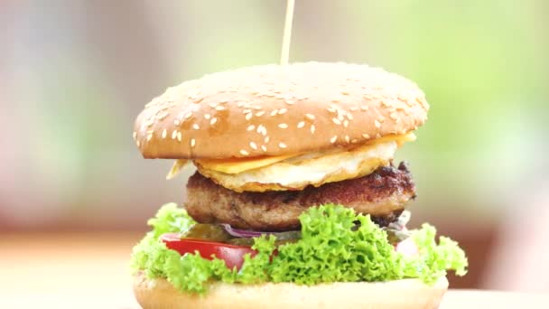 Rindfleisch-Burger mit Käse. - Filmmaterial, Video