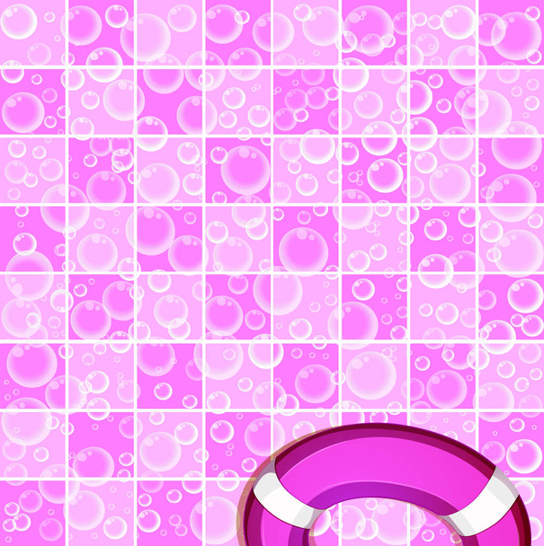  bulles de savon sur fond rosé carrelé et bouée de vie
 - Vecteur, image