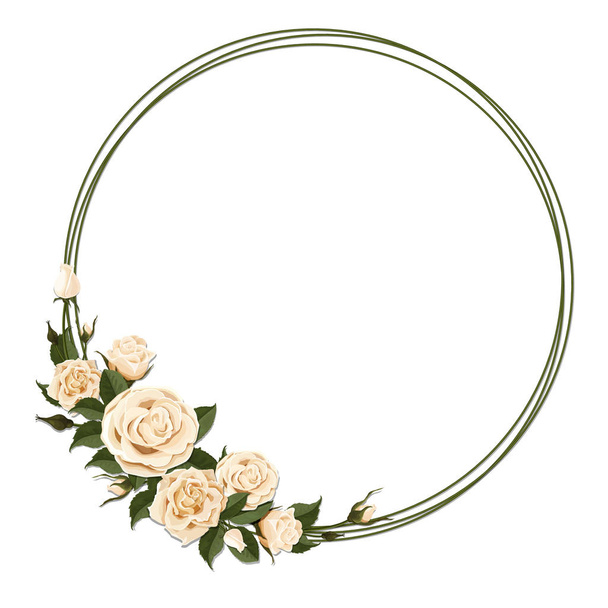 Wreath with beige rose. - Διάνυσμα, εικόνα