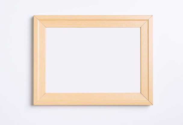Empty wooden photo frame isolated on white background - Photo, Image