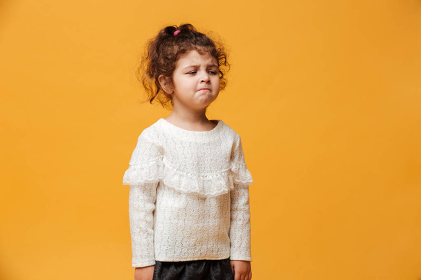 Sad little girl child cry standing isolated - Foto, Imagem