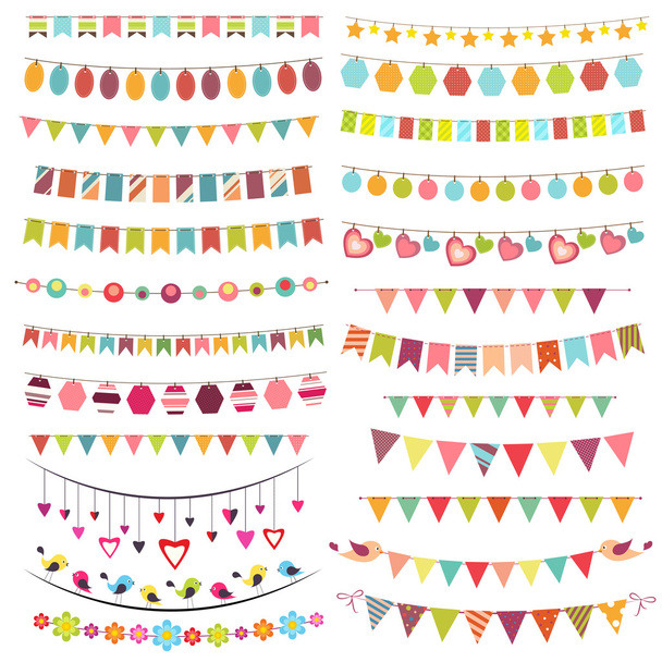 Colorful bunting and garlands - Vector, Image