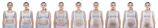 Mulher branca durante a gravidez com a barriga nua
 - Foto, Imagem