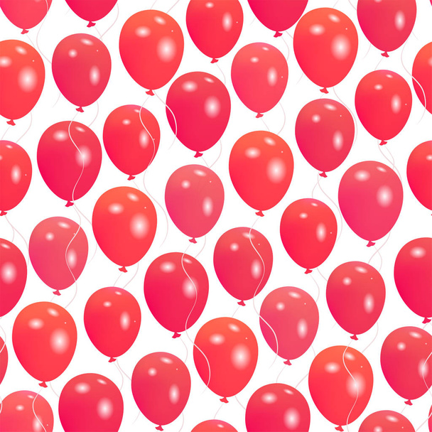 nahtloses Muster mit roten Heliumballons zum Valentinstag  - Vektor, Bild