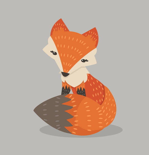 Cute orange fox cartoon vector - Vektor, kép