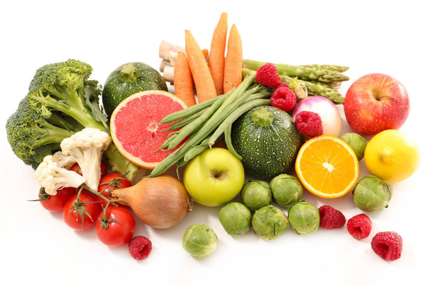 Close-up view of fruit and vegetables, low calorie concept - Φωτογραφία, εικόνα