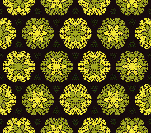 Floral mosaic seamless pattern on dark background - Vector, imagen