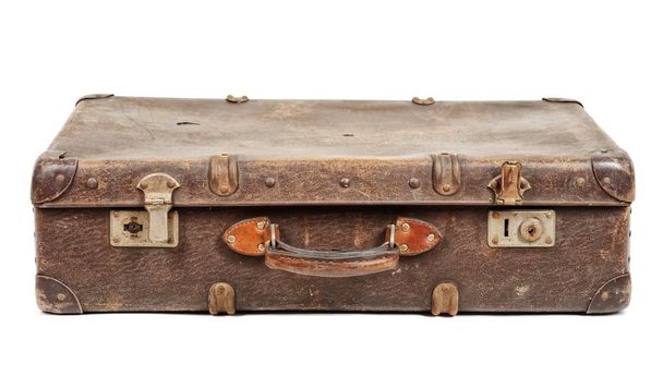 régi bőrönd elszigetelt fehér háttér - Fotó, kép