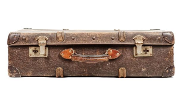 Old suitcase isolated on white background - Photo, Image