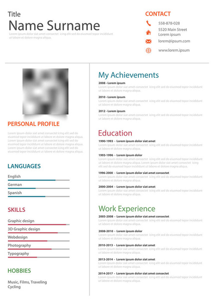 Professional resume cv op witte achtergrond - Vector, afbeelding