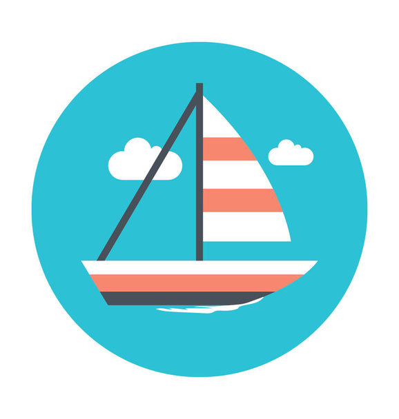 Yacht Colored Vector Icon  - Διάνυσμα, εικόνα