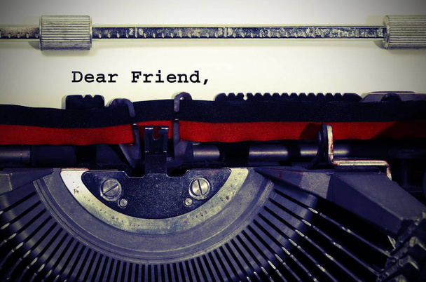 Text Dear frined written with the typewriter - Photo, Image