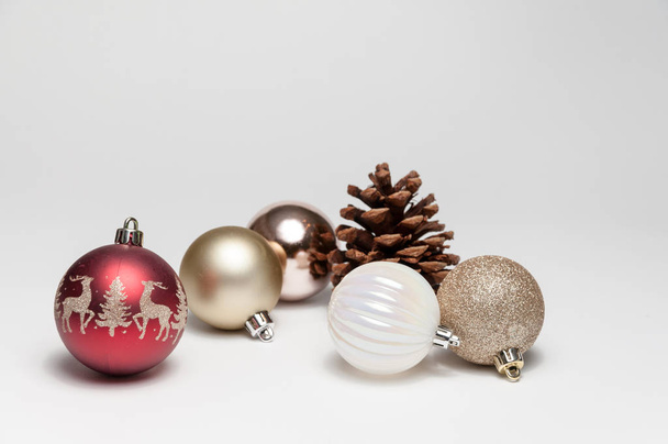 Christmas Tree Ornaments on a Isolated White Background - 写真・画像