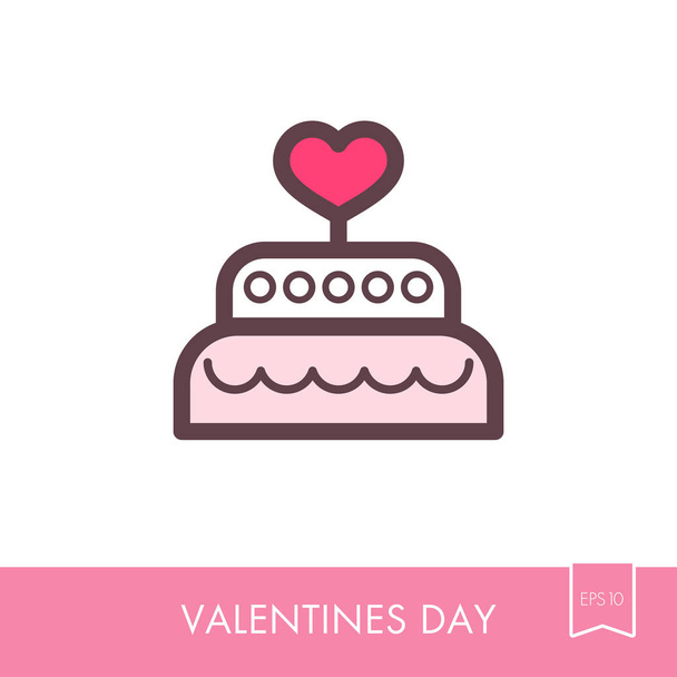 Wedding cake dessert with heart vector icon - Vector, Image