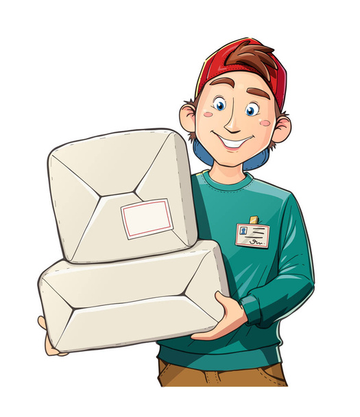 Man with package. Delivery service. - Vector, Image