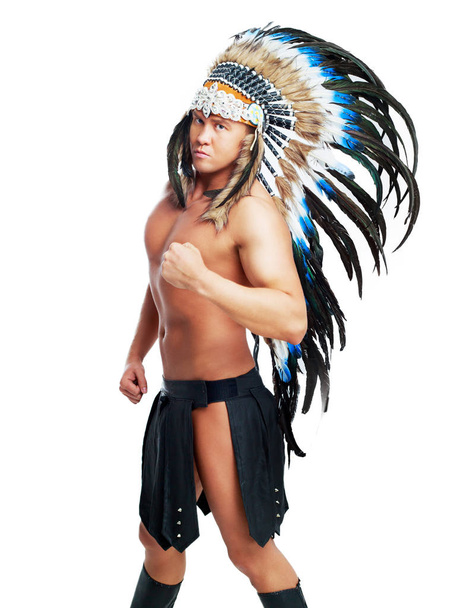 dancer wearing a Native American costume - Fotoğraf, Görsel