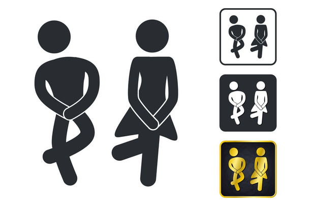Señal de WC para el baño. Iconos de placa de puerta de inodoro. Hombres y mujeres Vec
 - Vector, imagen