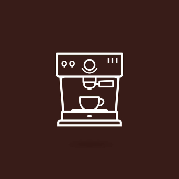 Icône de machine à café expresso. Icône contour machine à café avec fond brun. Matériel de café illustration vectorielle. Icône machine à café avec tasse de style design plat
 - Vecteur, image