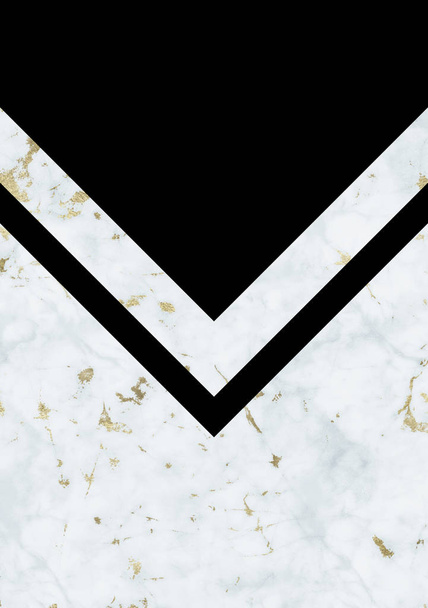 abstract background with light marble texture and black geometric elements - Photo, Image
