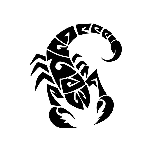 Stylized zodiac sign Scorpio in the style of the Maori tattoo. An illustration drawn in a vector. - Wektor, obraz
