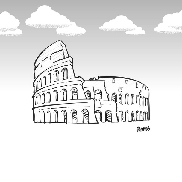 Rome, Italy famous landmark sketch - Vector, Image