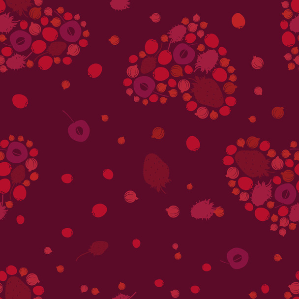 Red fruit hearts - vector background - Vector, Image