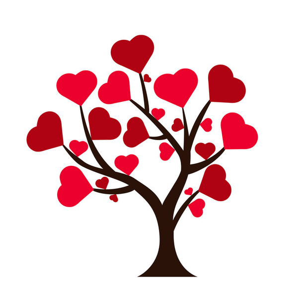 Día de San Valentín. Amor árbol decorativo con corazones
.  - Vector, imagen