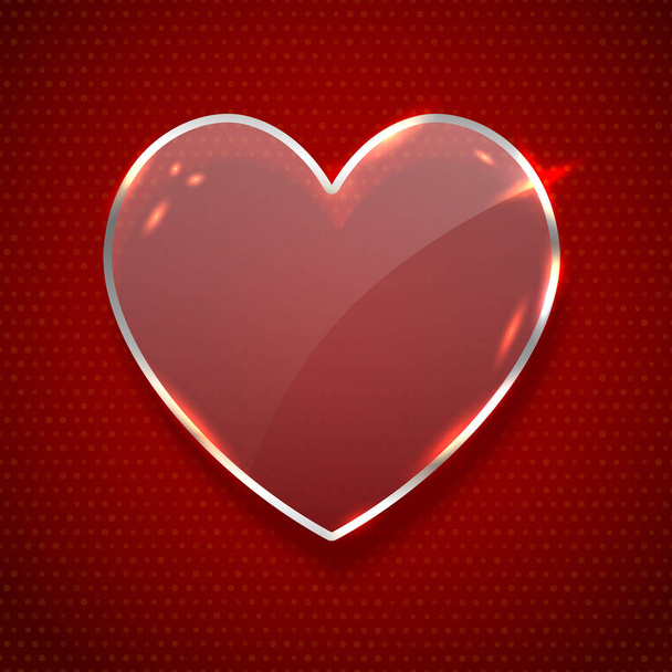 Glass heart symbol realistic vector illustration - Vector, Image