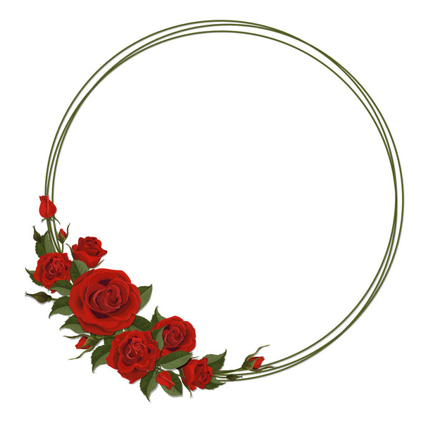 στεφάνι με κόκκινο τριαντάφυλλο - Διάνυσμα, εικόνα