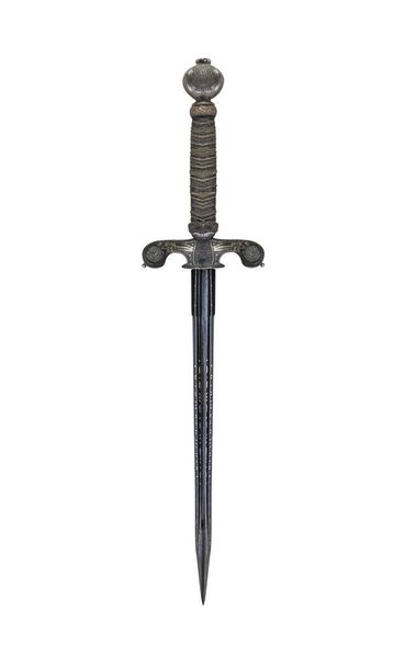 Маленький античный японский меч на белом фоне
. - Фото, изображение