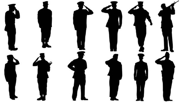 軍人敬礼のセット  - ベクター画像