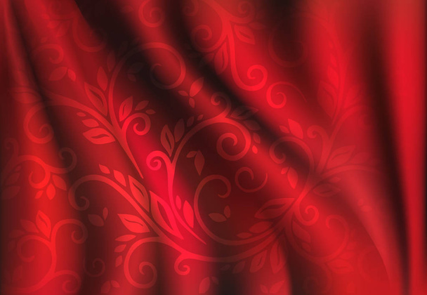 abstracte rode gordijnen textiel achtergrond, vector illustratie - Vector, afbeelding