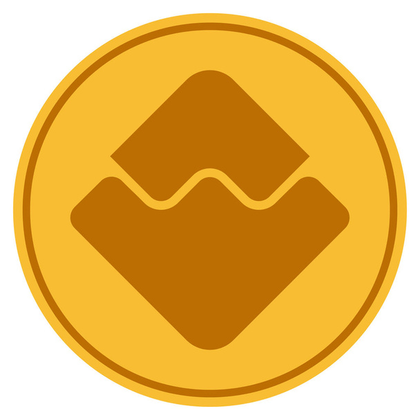 Waves Currency Gold Coin - Vector, Imagen