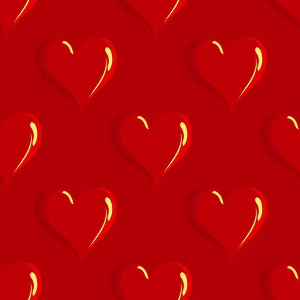 Zökkenőmentes minta piros szívvel - Vektor, kép