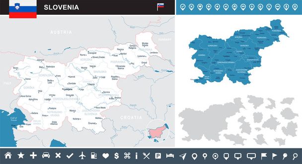 Slovenia - infografinen kartta - Yksityiskohtainen vektorikuva
 - Vektori, kuva