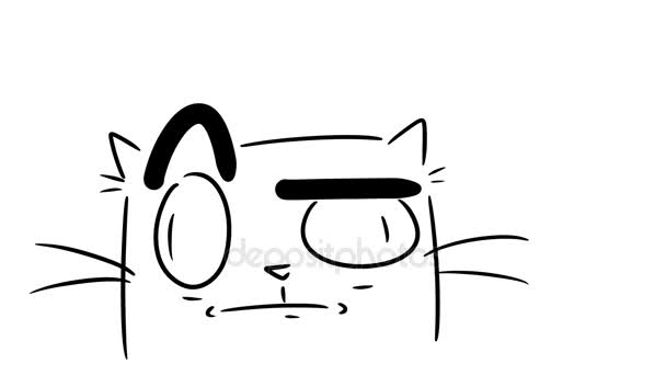 Drôle de dessin animé chat visage dessiné à la main animation
. - Séquence, vidéo