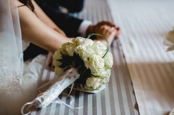 wedding bride bouquet rings - Zdjęcie, obraz