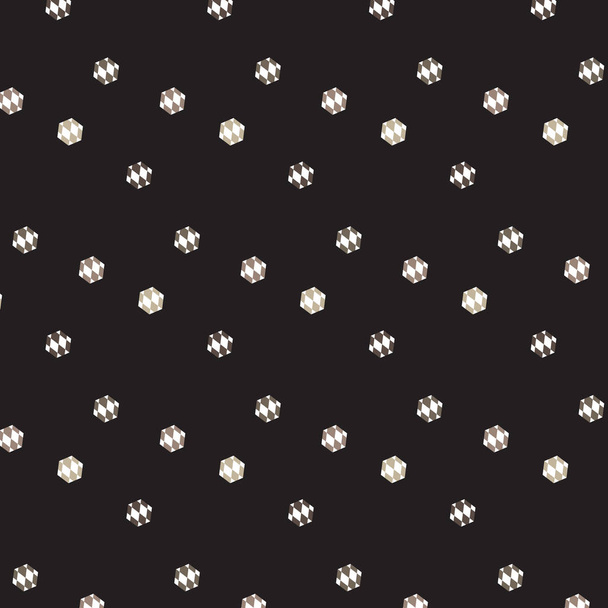 white brown diamond inside hexagon shape scattered pattern black background - Vector, Image