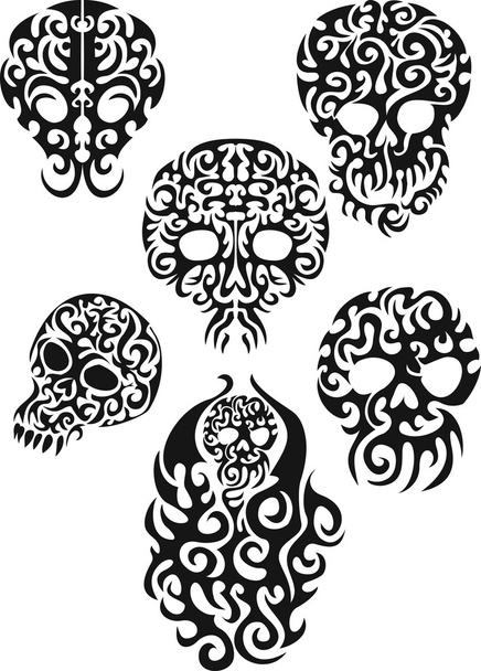 Σχεδια απο διαφορες φυλες κρανίο τατουάζ φορέα που - Διάνυσμα, εικόνα