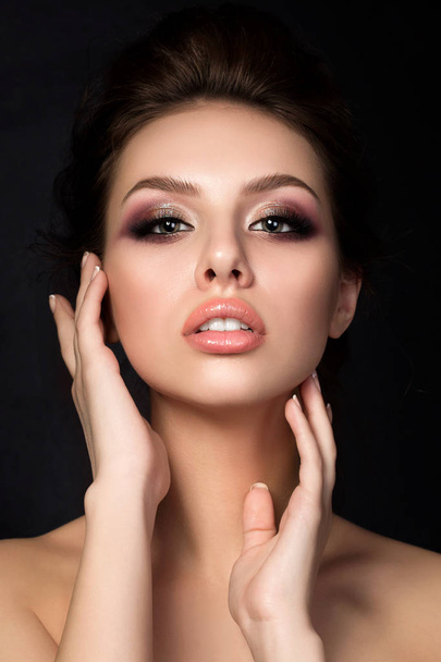 Portrait of young beautiful woman with evening make up - Photo, Image